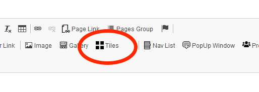 Highlight Tiles button within Content Editor