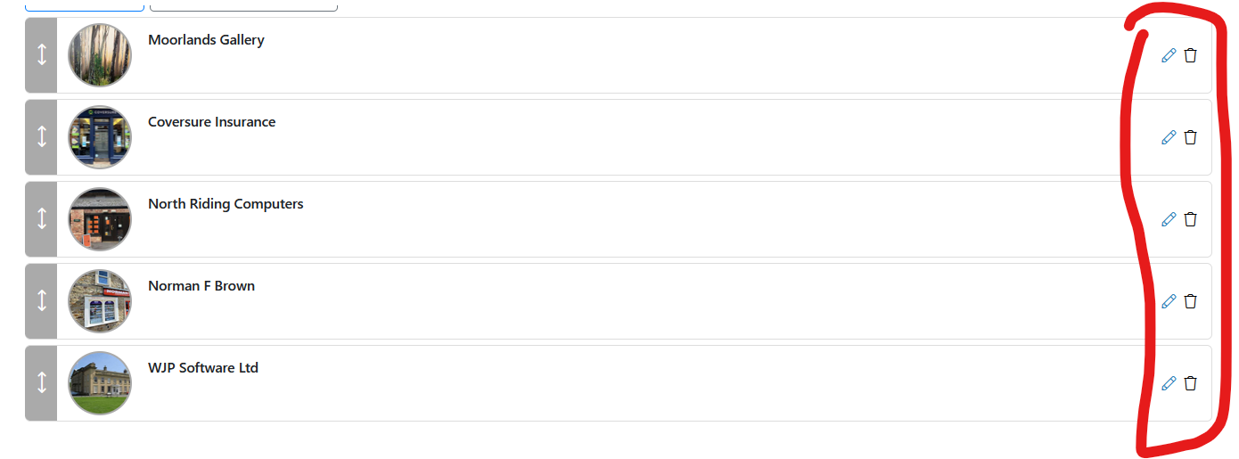 Highlighting the edit/delete buttons on a Directory Entry