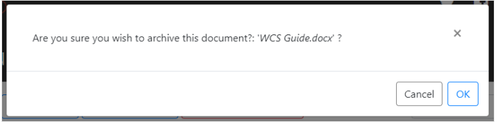 Confirm Archive Document Pop Up