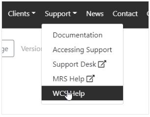 WCS Help Drop Down Option