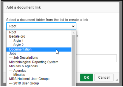 Select a Document Folder Drop Down