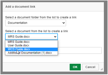 Select a Document Drop Down
