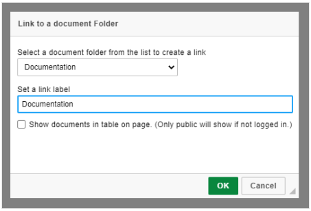 Link a Document to a Folder Pop Up