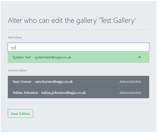 Adding Gallery Editors
