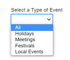 Event Type Menu