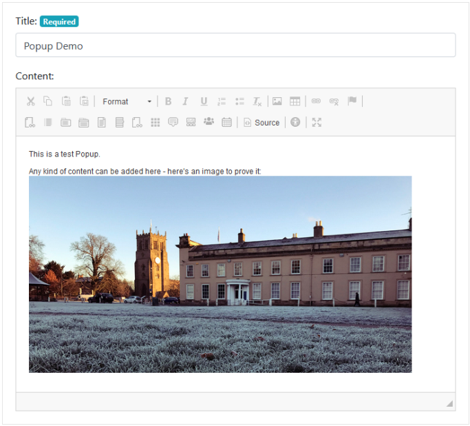 New Popup Form