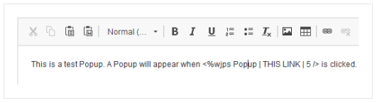 PopUp in Page Editor