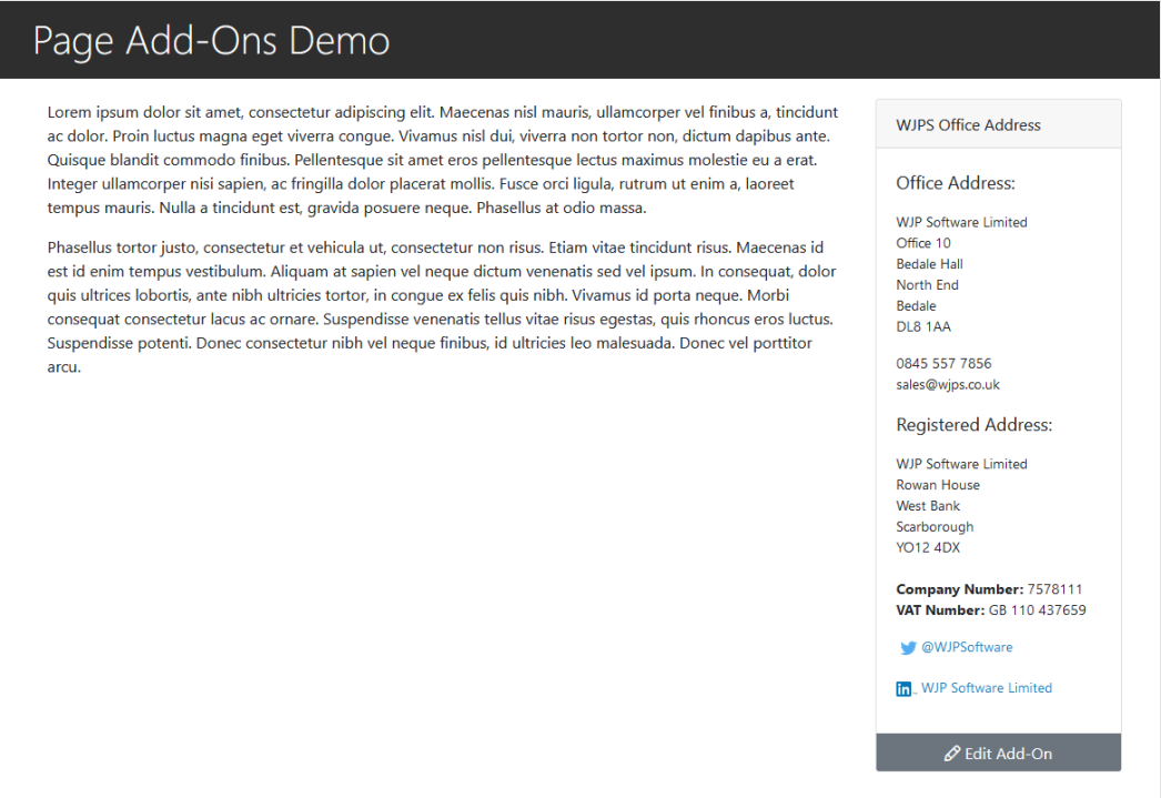 Page Add-On Example