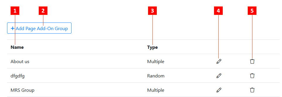 Add On Groups Section