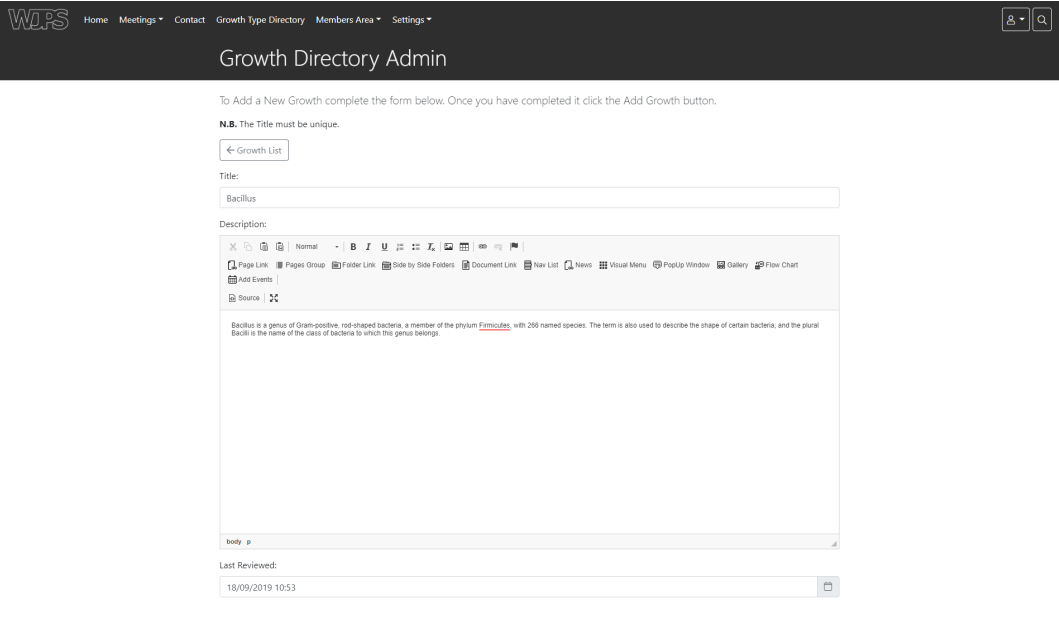Growth Directory Admin
