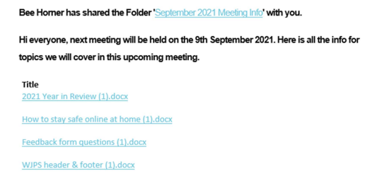 Shared Documents in an Email